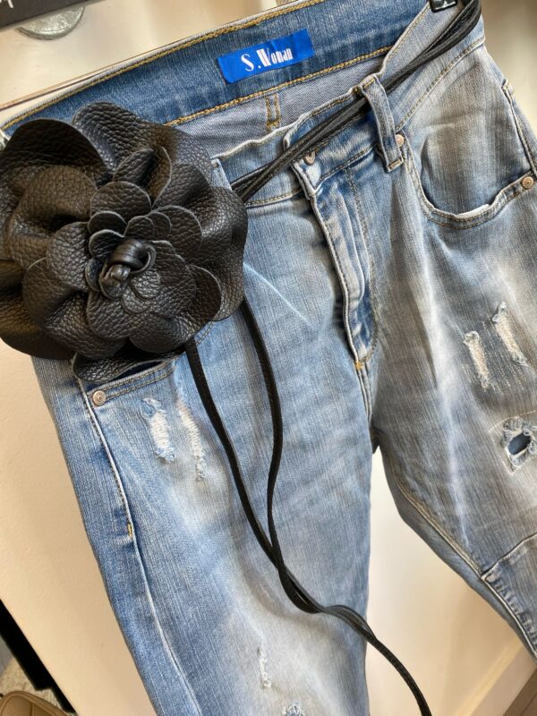 Riem Leer Flower Zwart - Afbeelding 2
