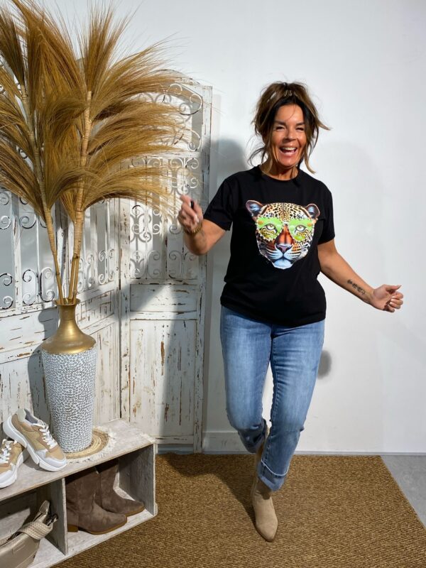 T-Shirt Zwart/Groen Panter/Parels