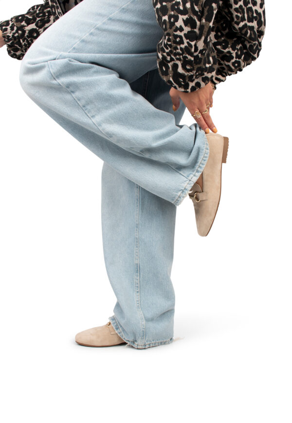 PS Poelman Beige Suède Loafers voor Dames