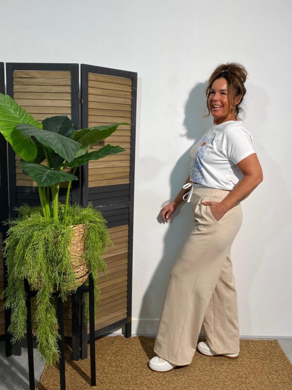 Biba Jog Pantalon Beige/Wit - Afbeelding 2