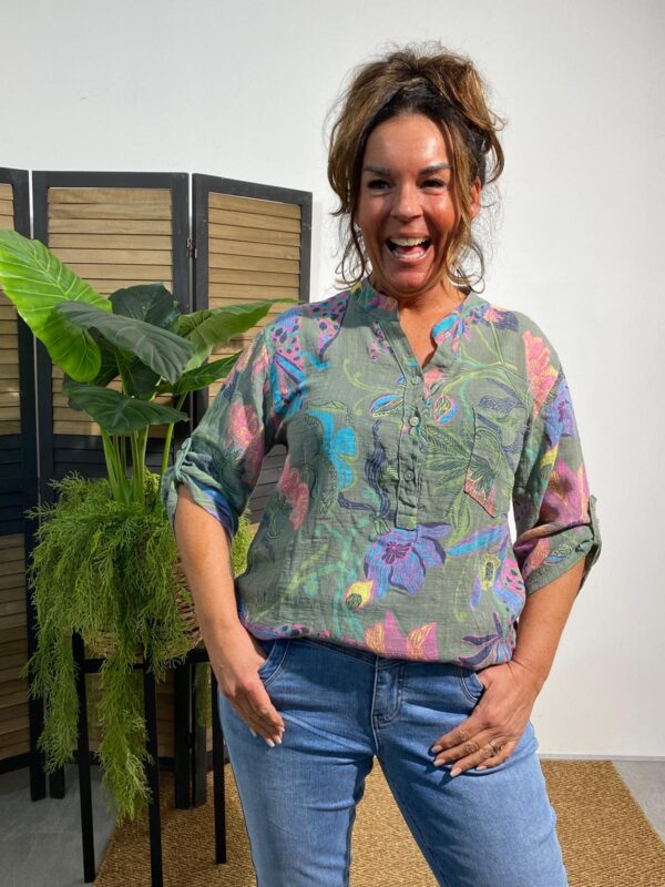 Floral Top Army "Lieke" - Afbeelding 3