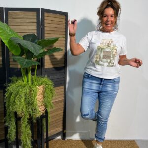 T-shirt "Parfum" Groen/Goud