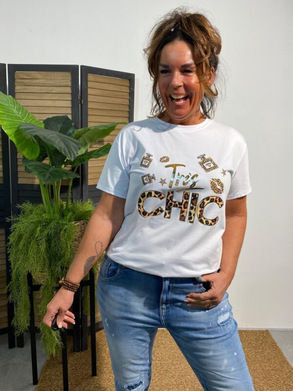 T-shirt "Tres Chic" Panter/Goud - Afbeelding 2