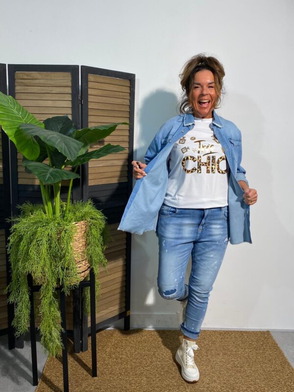 T-shirt "Tres Chic" Panter/Goud - Afbeelding 3