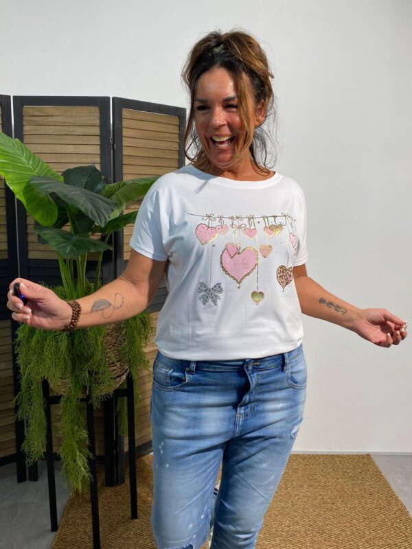 Azara T-shirt Roze/Goud Hart - Afbeelding 2