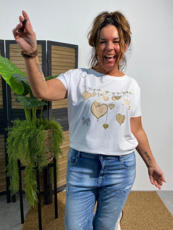 Azara T-shirt Beige/Goud Hart - Afbeelding 2