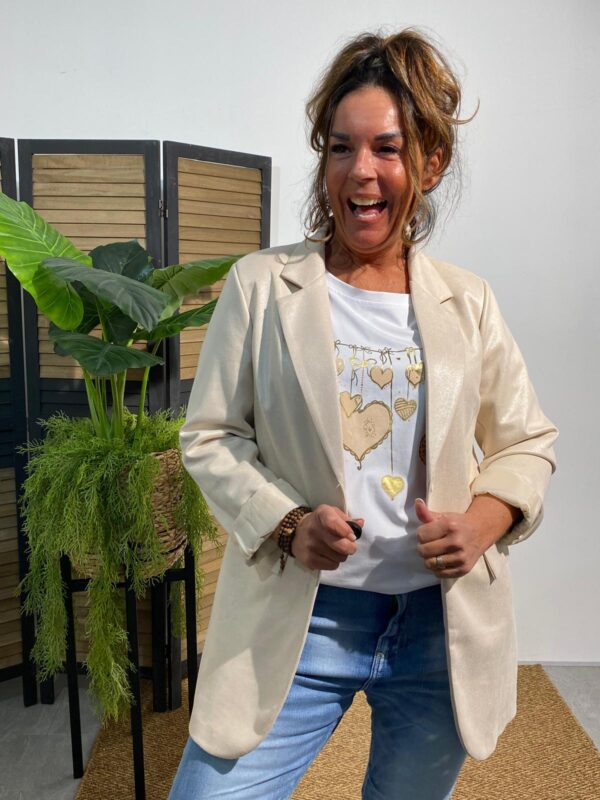 Azara T-shirt Beige/Goud Hart - Afbeelding 4