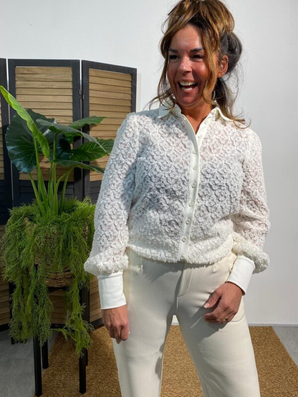 Mi Piace Offwhite Blouse Ausbrenner MP202559 - Afbeelding 4