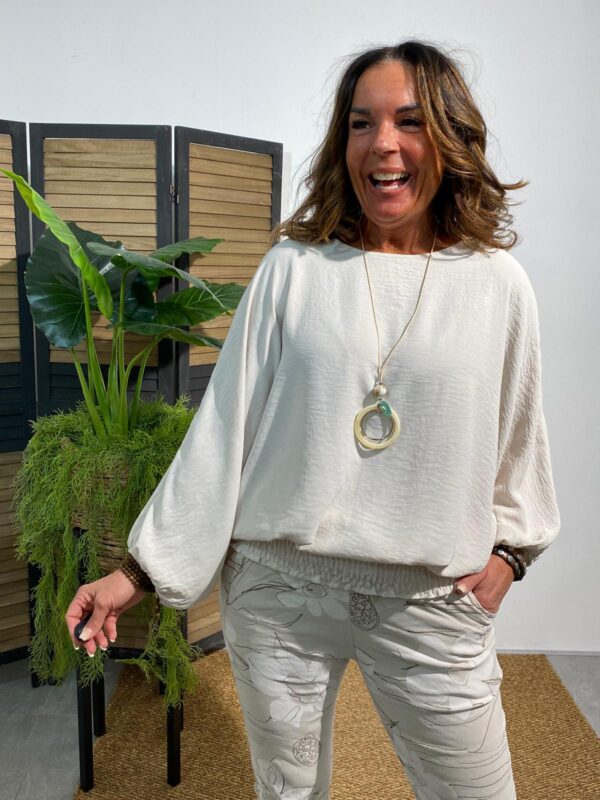New Collection Beige Vleermuistop met Ketting - Afbeelding 3