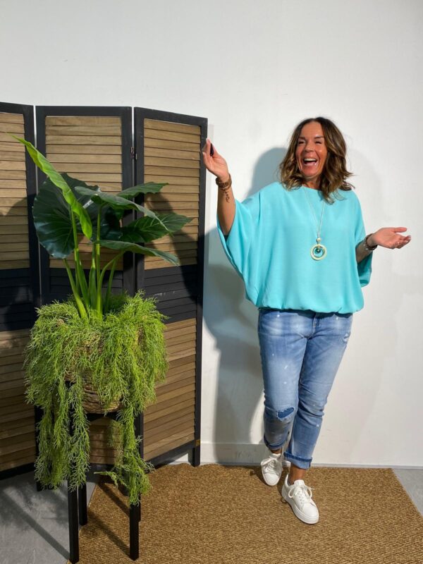 New Collection Zeegroen Vleermuistop met Ketting
