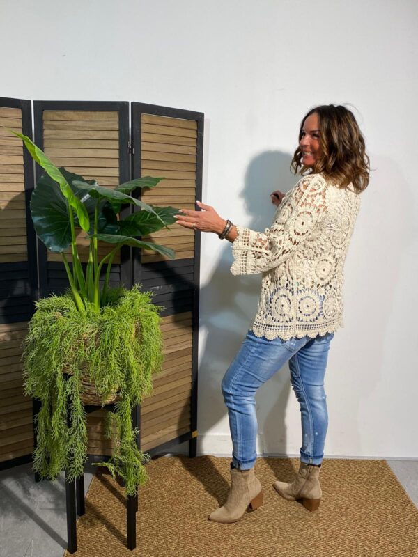 BOHO Gehaakt Vest Beige - Afbeelding 2