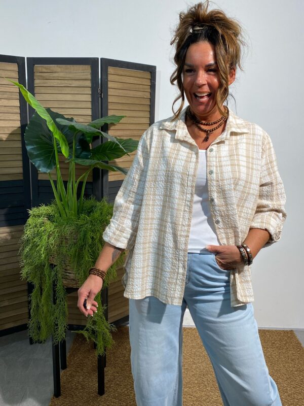 New Collection Beige Blouse Ruit - Afbeelding 3
