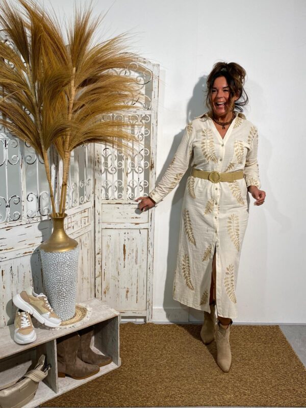 J/S Millennium Beige Geborduurde Maxi Jurk