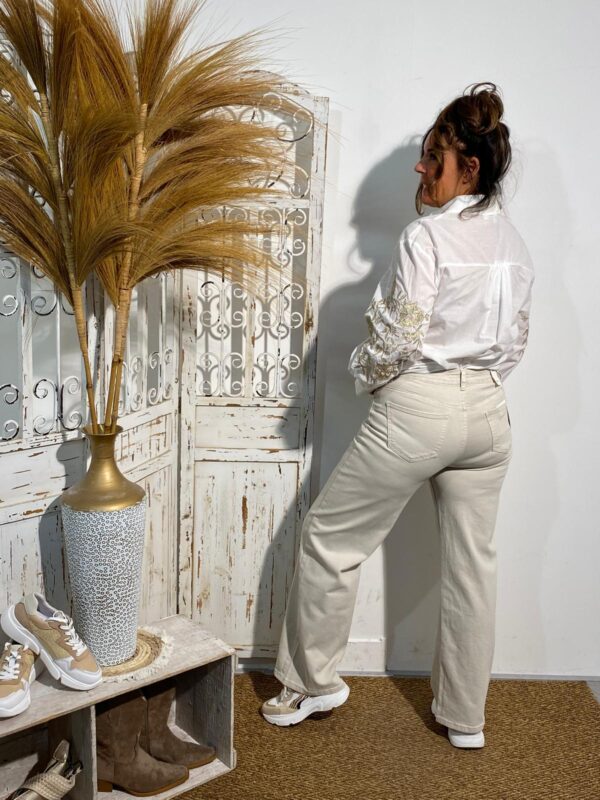 Goodies Wide Leg Jeans Beige 2497 - Afbeelding 3
