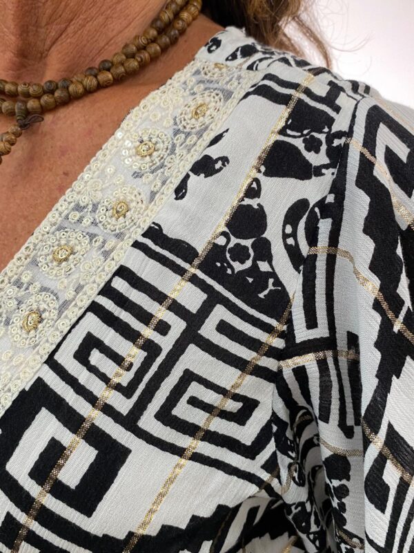 Boho Dress 02 Black/Offwhite Kubus All-Over Print - Afbeelding 4