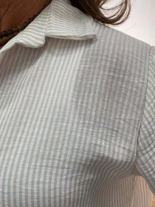 New Collection Wit/Beige Gestreepte Blouse Lang - Afbeelding 4