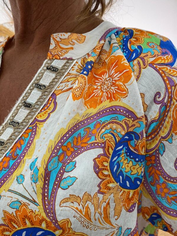 Gemma Ricceri Oranje/Wit/Blauw Top "Anne" - Afbeelding 4