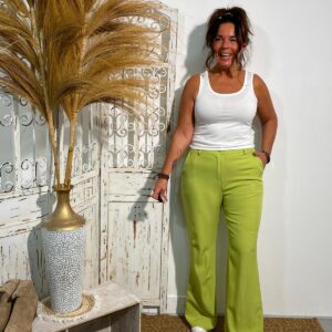 Biba Limegroen Flared Pantalon