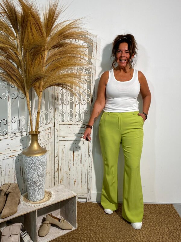 Biba Limegroen Flared Pantalon