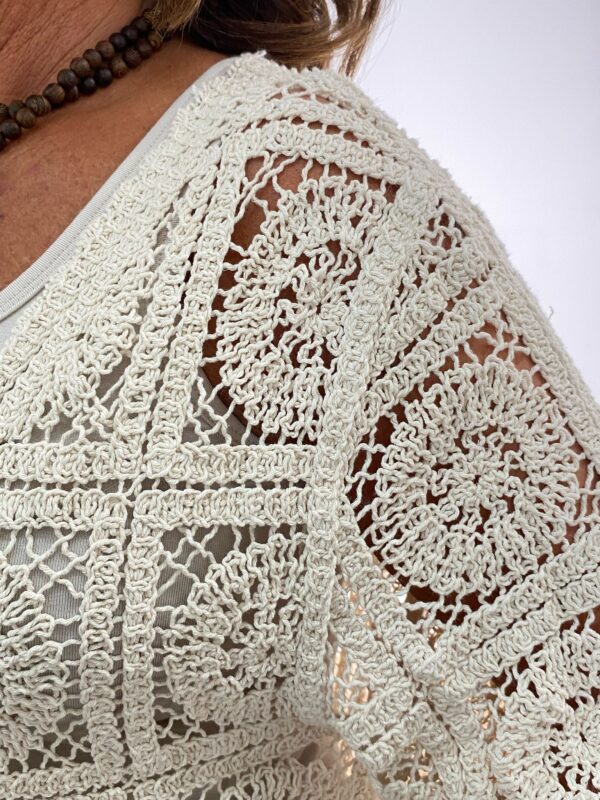 Knitwear Gehaakt Vest Offwhite Lang - Afbeelding 3