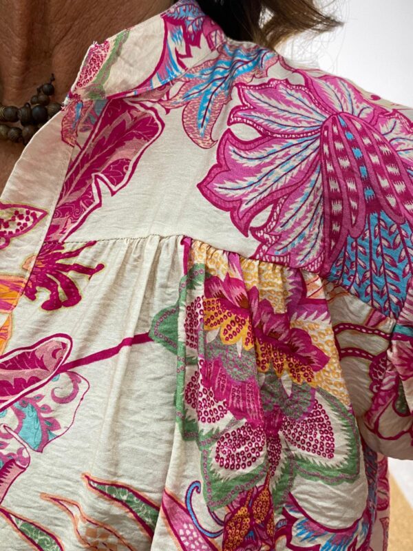 New Collection Fuchsia/Pink/Beige Top "Sila" - Afbeelding 4
