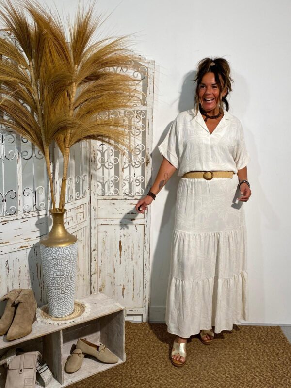 Lamiar Rok Offwhite Borduur Palm