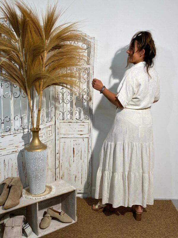 Lamiar Rok Offwhite Borduur Palm - Afbeelding 3