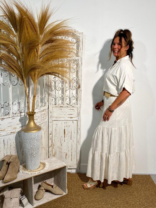 Lamiar Rok Offwhite Borduur Palm - Afbeelding 2