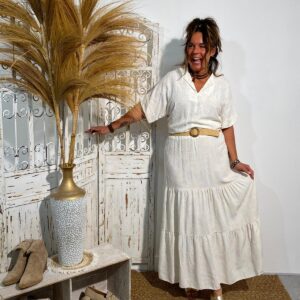 Lamiar Top Offwhite Borduur Palm