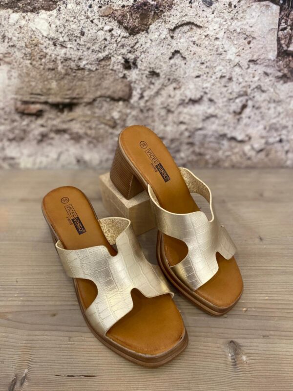 Vices Verso Dore/ Gold Slipper met Hak