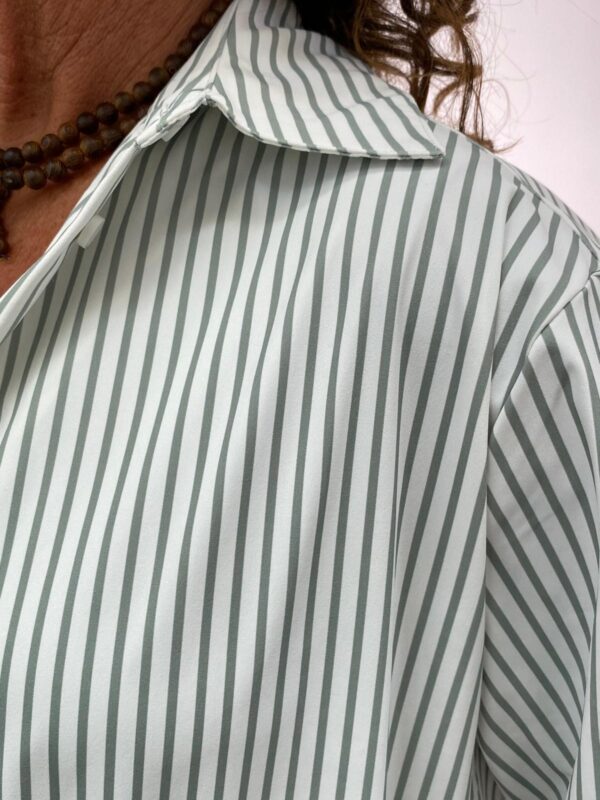 Mi Piace Oversized Streep Blouse Lilypad/Offwhite - Afbeelding 7