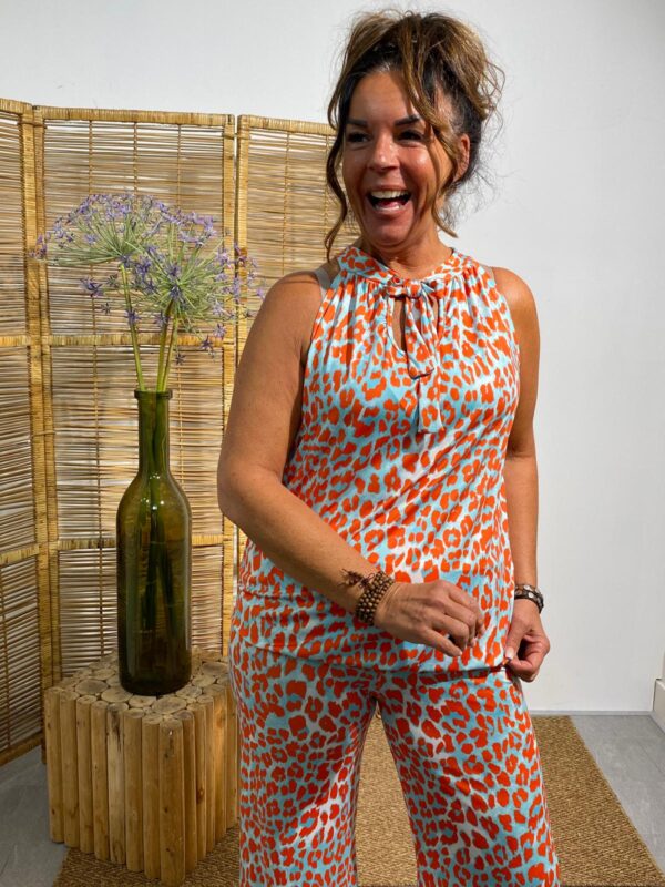 Mii Oranje/Turquoise Panter Pak Halter - Afbeelding 3