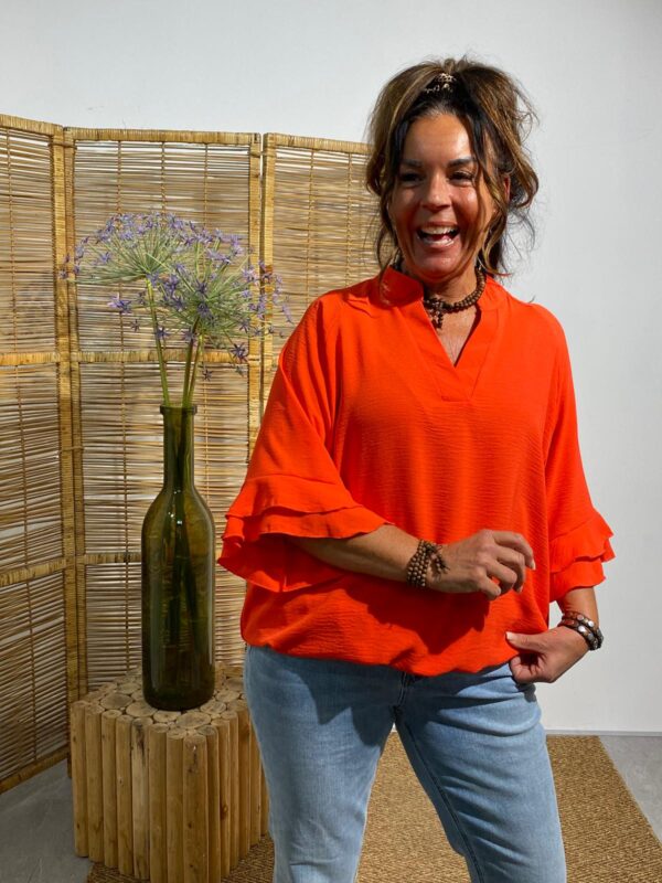 New Collection Oranjerood Top “Steff" - Afbeelding 3