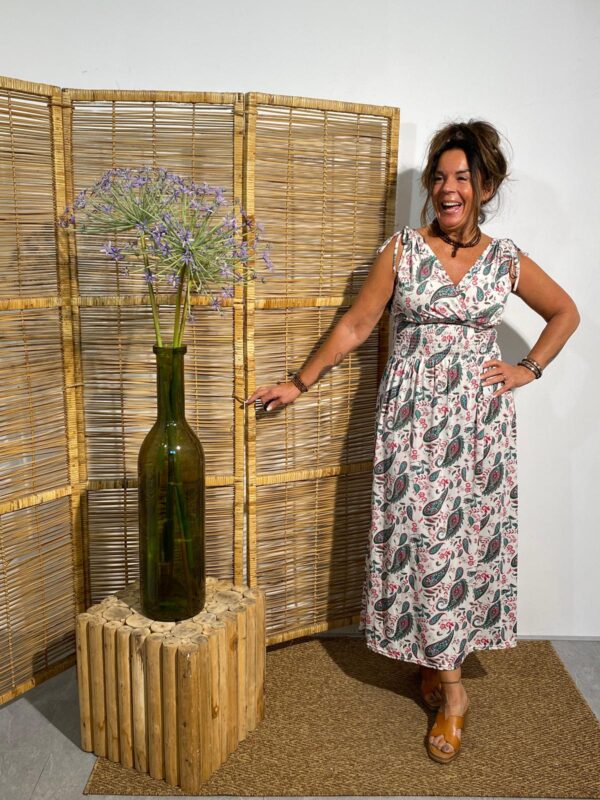 Maxi Dress Paisley Dress Groen/Fuchsia