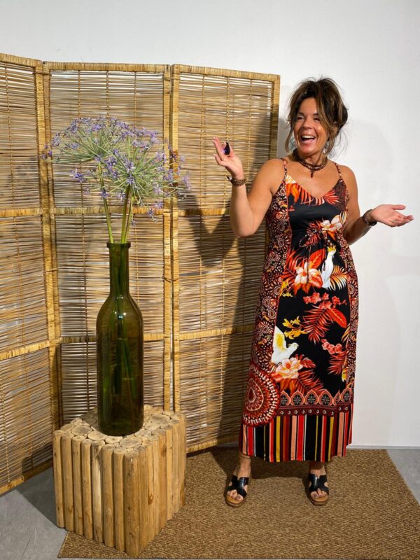 101 Idees Maxi Dress Kaketoe Zwart/Rood