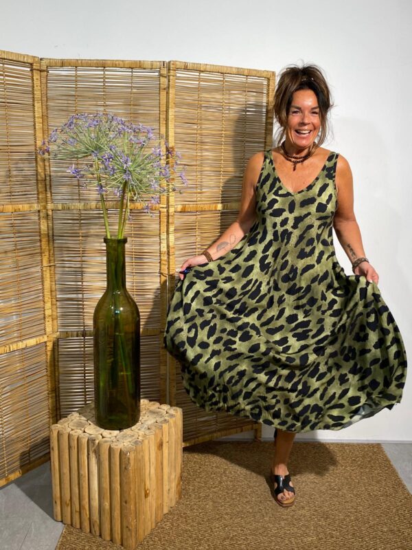 Maxi Dress Army/Zwart Panter