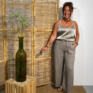Dyvie Taupe Pantalon Linnen