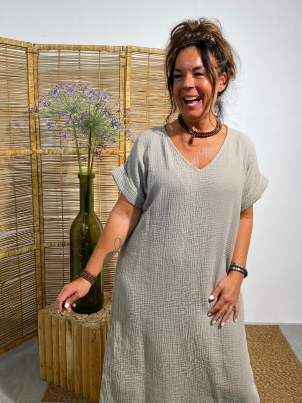 Dyvie Licht Taupe Hydrofiel Dress - Afbeelding 3