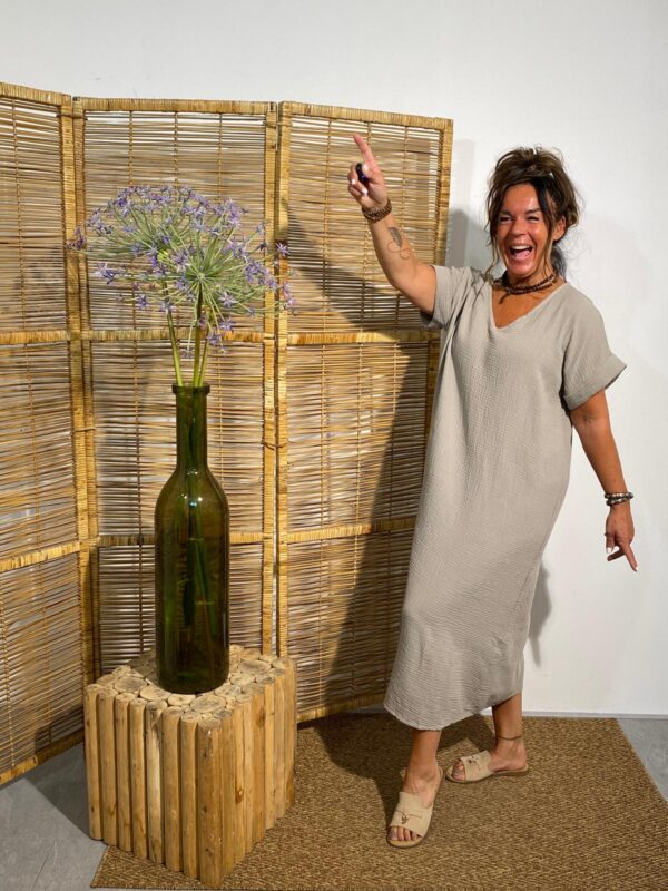 Dyvie Licht Taupe Hydrofiel Dress - Afbeelding 2