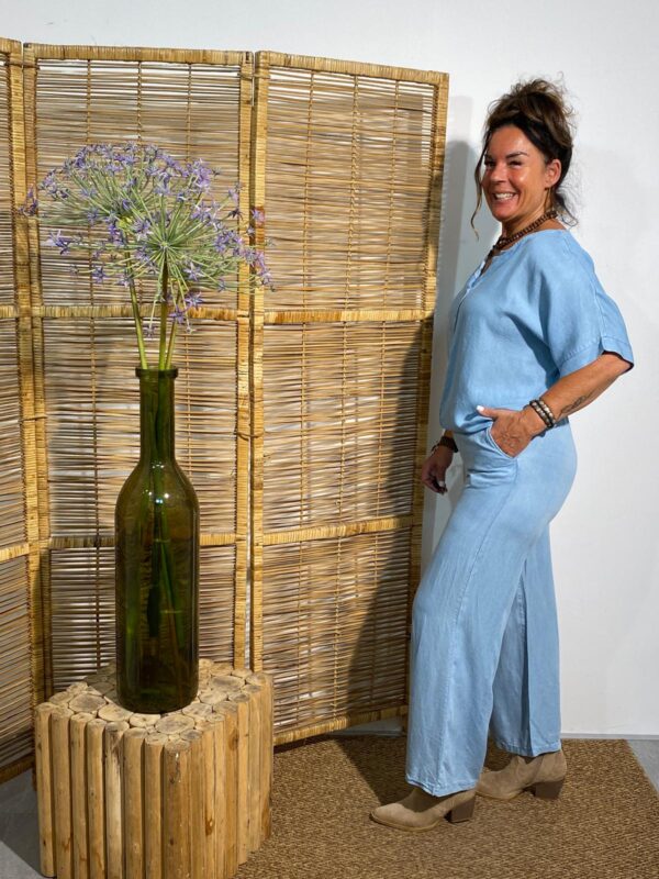 New Collection Lichtblauw Broek Tencell - Afbeelding 2