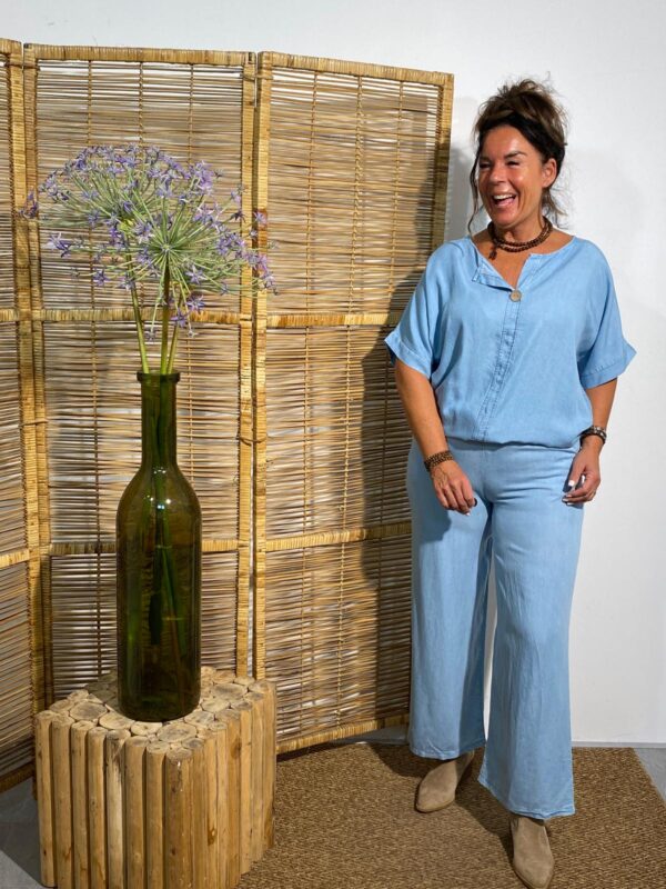 New Collection Lichtblauw Broek Tencell