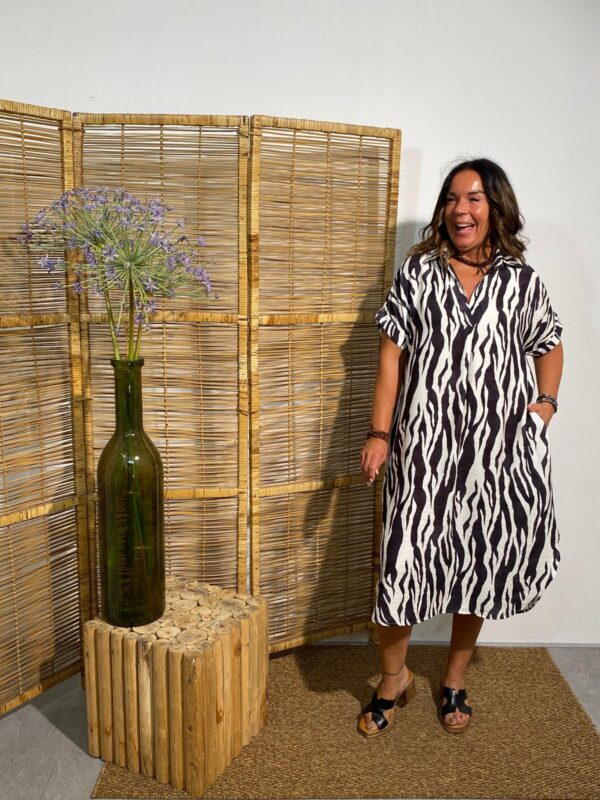 New Collection Jurk Zwart Zebraprint