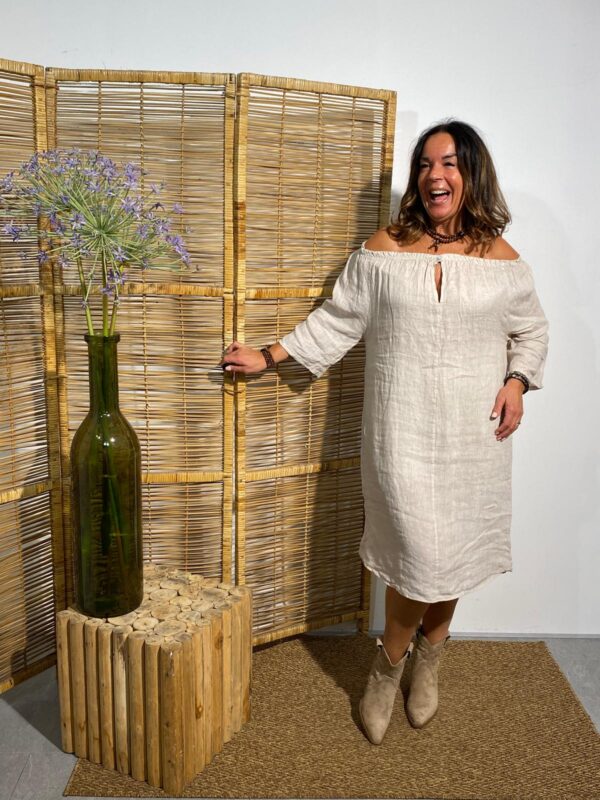 PuroLino Beige Linnen Dress "Sarah"