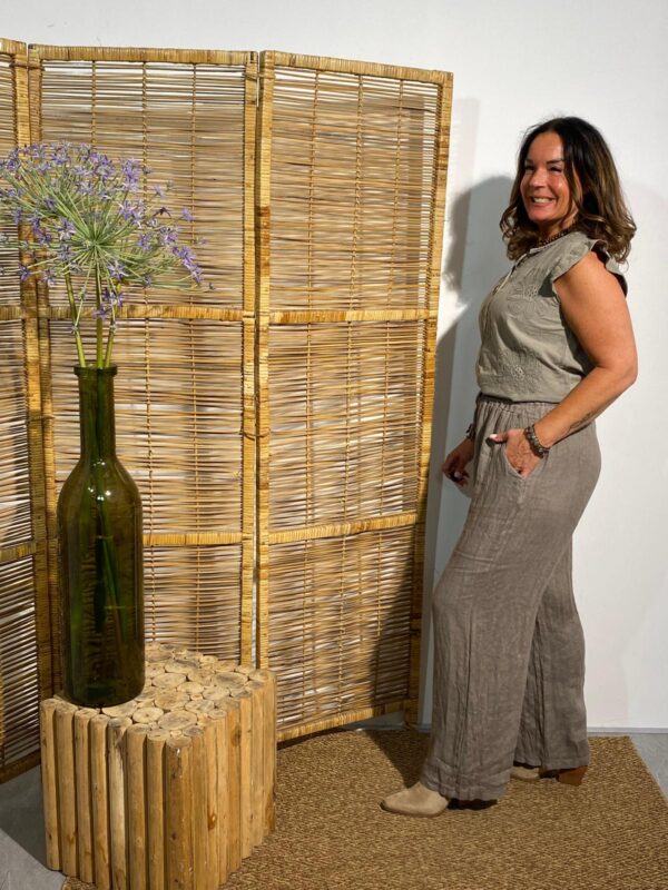 PuroLino Taupe Pantalon - Afbeelding 2