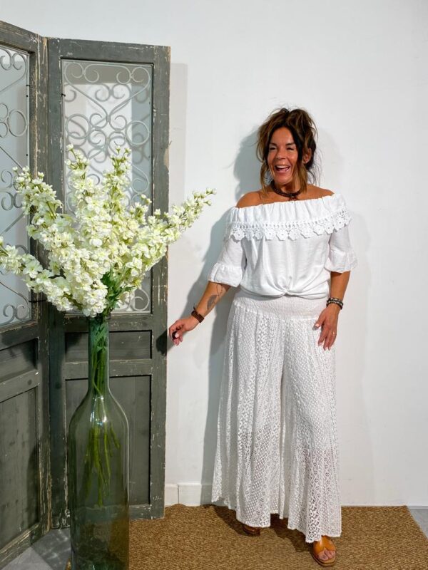 Style Collection Wit Kanten Pantalon