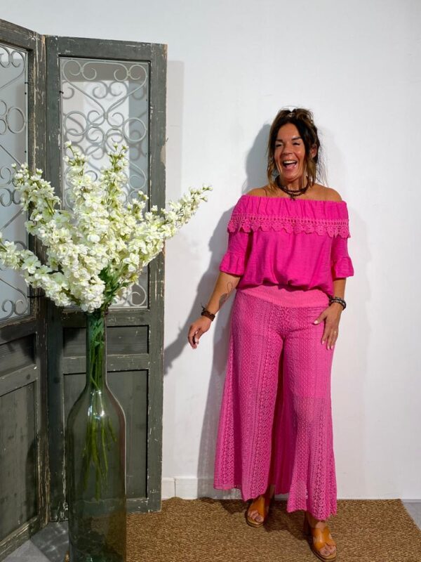 Style Collection Fuchsia Kanten Pantalon