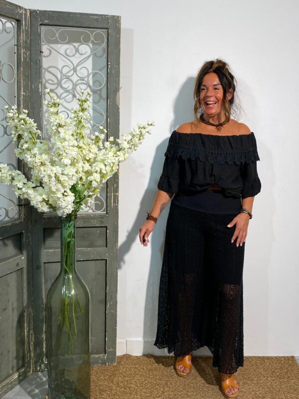 Style Collection Zwart Kanten Pantalon