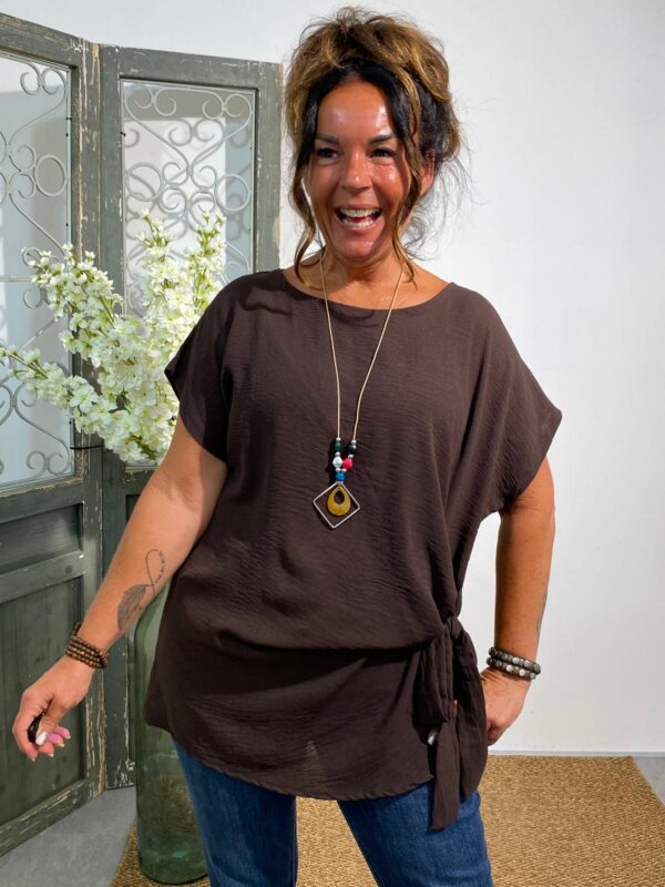New Collection Bruin "Marieke" Top met Ketting - Afbeelding 3
