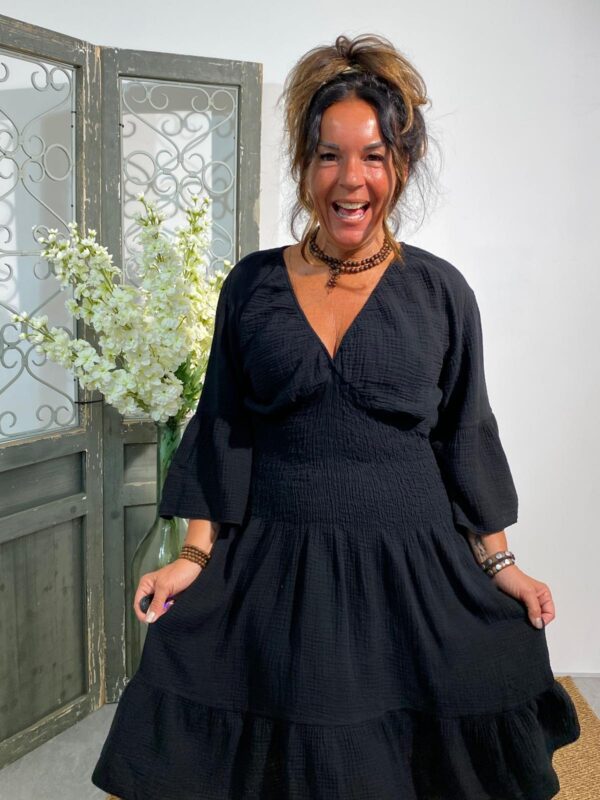 New Collection Zwart Hydrofiel Dress "Agnes" - Afbeelding 3