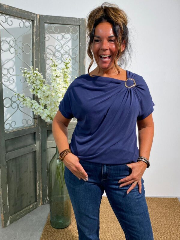 Italy Moda Navy Top met Ring - Afbeelding 3